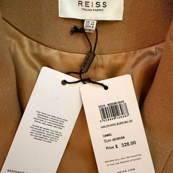 Harlow Wool Blend Mid Length Coat in Camel Size 8 - Picture 5 of 8